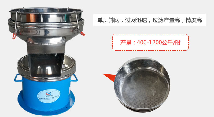 450過濾篩采用單層篩網,過網迅速,過濾產量高,精度高。
